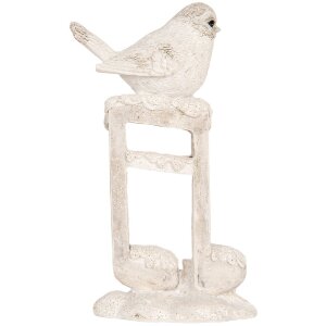 Clayre & Eef Dekorativní pták 8x4x13 cm béžovo-bílá