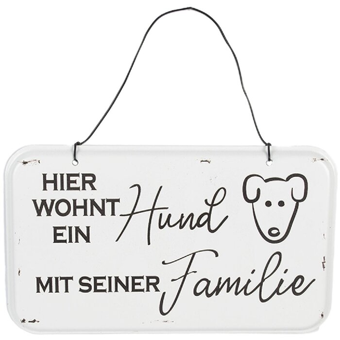 Clayre & Eef Nástěnná tabulka 20x1x12 cm bílá