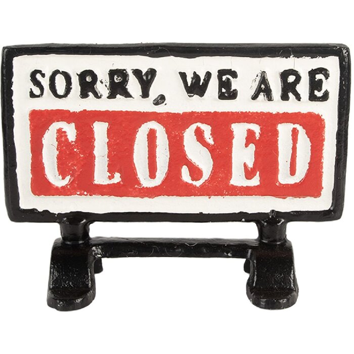 Clayre & Eef 6Y5749 Tabulka otevřeno/zavřeno 16x7x12 cm černobílá