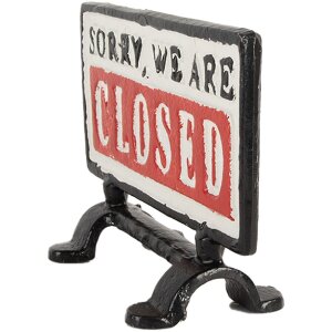 Clayre & Eef 6Y5749 Tabulka otevřeno/zavřeno 16x7x12 cm černobílá