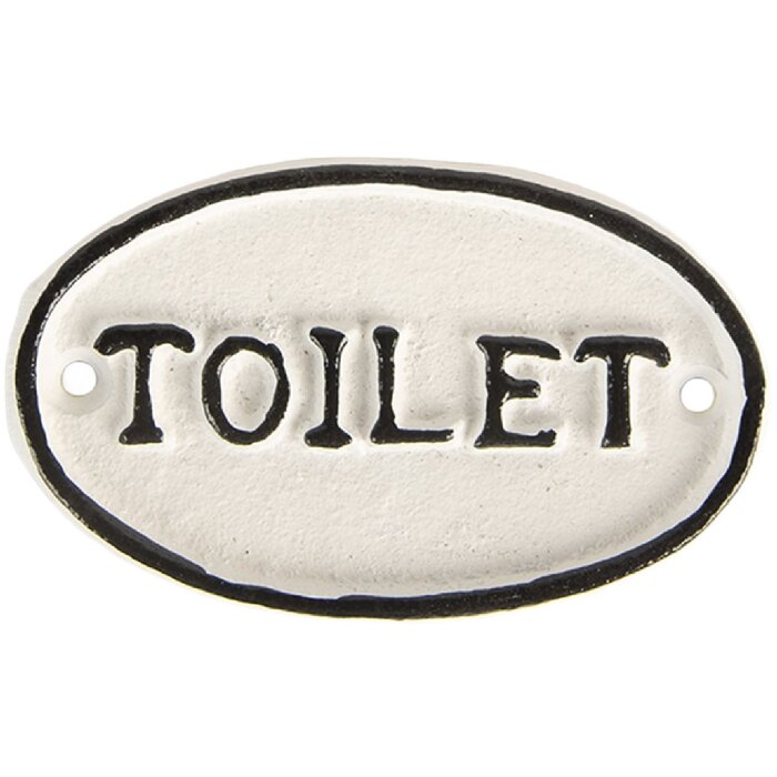 Clayre & Eef Nápis na toaletu 10x1x6 cm bílá