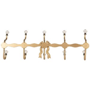 Clayre & Eef Nástěnný věšák 50x7x17 cm bílo-zlatý