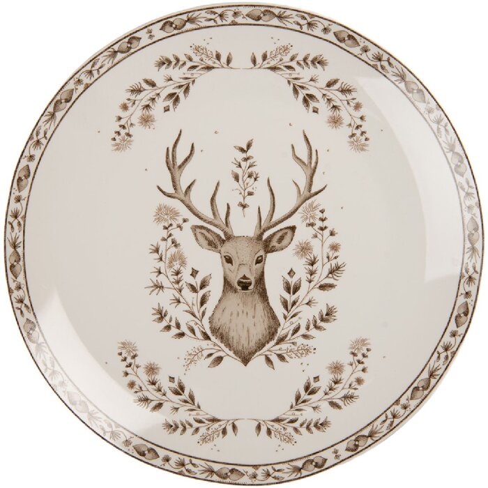 Clayre & Eef Velký talíř béžovo-hnědý 26x2 cm