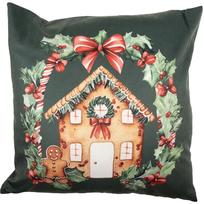 Clayre & Eef KT021.430 Povlak na polštář 45x45 cm zelený/hnědý