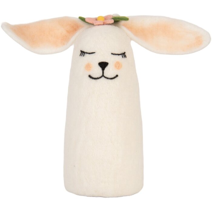 Clayre & Eef 66321 Plstěná myška 23x10x23 cm bílá/růžová