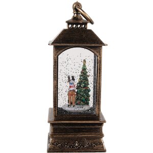 Clayre & Eef 66409 Dekorační lucerna s vánočním stromkem 8x8x20 cm