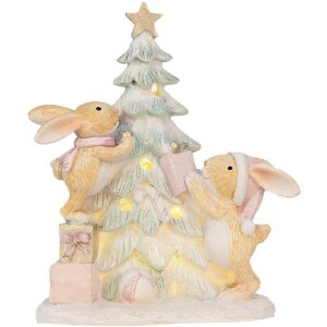 Clayre & Eef 6PR5880 Dekorativní králík s LED 14x8x16 cm hnědý a bílý