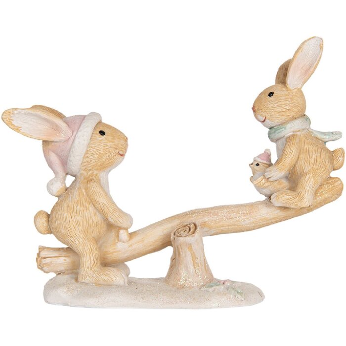 Clayre & Eef Dekorativní Králík 16x6x11 cm Hnědý & Bílý