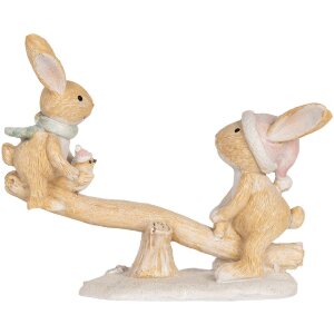 Clayre & Eef Dekorativní Králík 16x6x11 cm Hnědý & Bílý