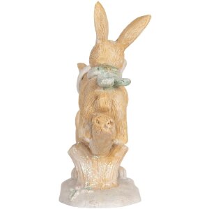 Clayre & Eef Dekorativní Králík 16x6x11 cm Hnědý & Bílý