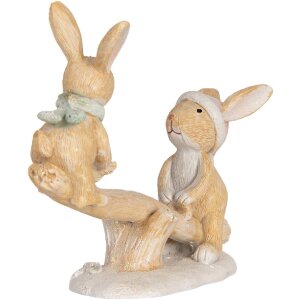 Clayre & Eef Dekorativní Králík 16x6x11 cm Hnědý & Bílý