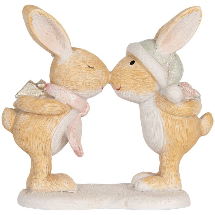 Clayre & Eef 6PR5882 Dekorativní Králík 10x5x10 cm Hnědý a Bílý