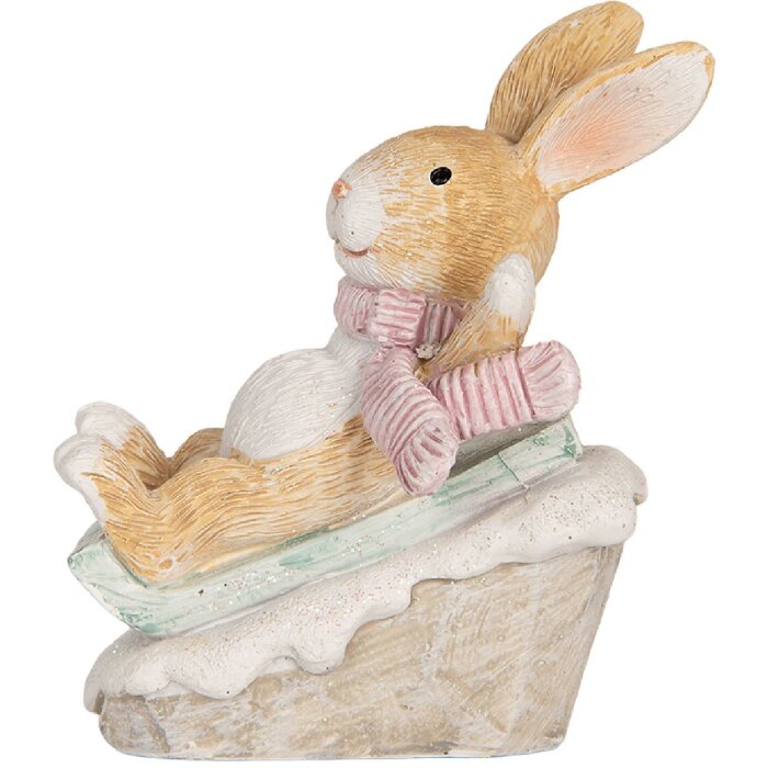 Clayre & Eef 6PR5885 Dekorace Králík 8x6x9 cm hnědo-bílá