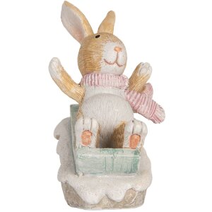 Clayre & Eef 6PR5885 Dekorace Králík 8x6x9 cm hnědo-bílá