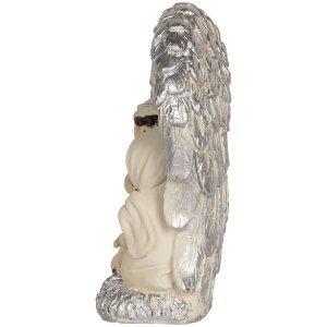 Clayre & Eef Vánoční skupina 12x6x13 cm stříbrná/bílá