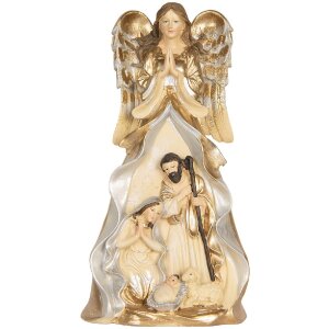 Clayre & Eef 6PR5897 Vánoční skupina 16x13x31 cm béžová & bílá