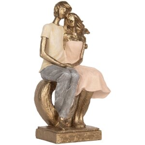 Clayre & Eef 6PR5901 Dekorace sedící pár 14x12x28 cm zlatá/růžová