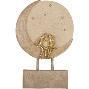Clayre & Eef Dekorace pár na měsíci 18x5x26 cm béžovo-zlatá