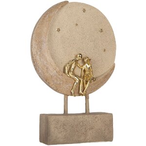 Clayre & Eef Dekorace pár na měsíci 18x5x26 cm béžovo-zlatá