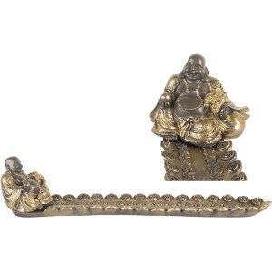 Clayre & Eef Držák na kadidlo Buddha stříbrno-zlatý 33x8x7 cm