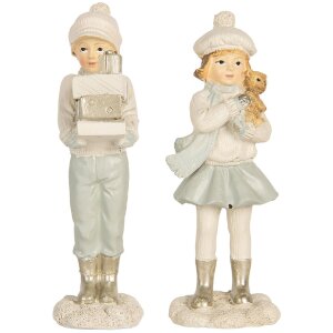 Clayre & Eef 6PR5917 Vánoční dekorace pro děti (2ks) 5x4x11 cm Bílá/Zelená