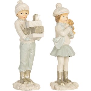 Clayre & Eef 6PR5917 Vánoční dekorace pro děti (2ks) 5x4x11 cm Bílá/Zelená