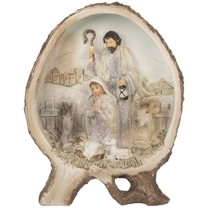 Clayre & Eef Vánoční skupina 14x5x19 cm béžovo-hnědá