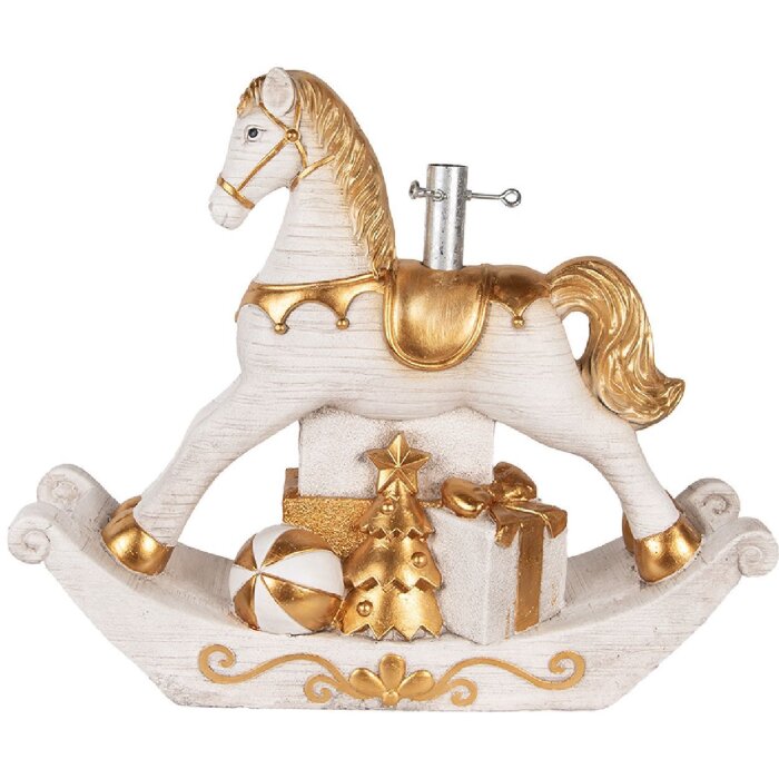 Clayre & Eef Vánoční stojan na stromek 73x21x61 cm bílo-zlatý