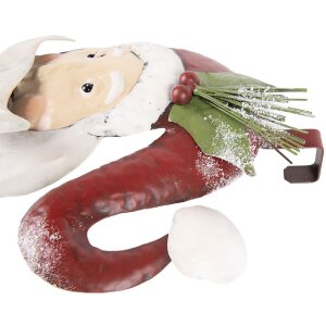 Clayre & Eef 5Y1318 Nástěnná dekorace Santa Claus 30x10x79 cm Bílá Červená