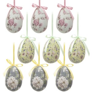 Clayre & Eef 65906 Sada 9 závěsných vajíček 5x8 cm