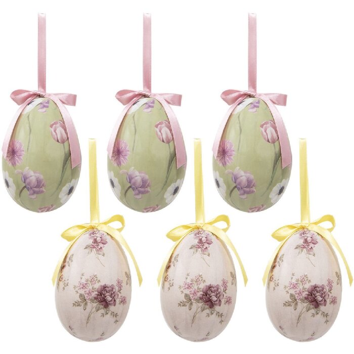 Clayre & Eef 65907 Sada 6 závěsných vajíček Ø 7x10 cm