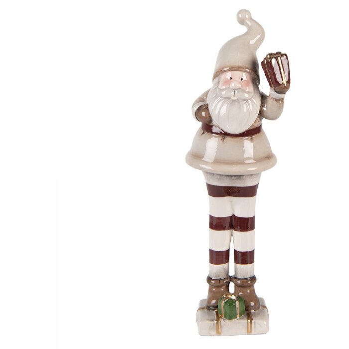Clayre & Eef Dekorace Santa Claus béžovo-červená 8x7x23 cm