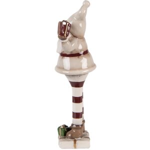 Clayre & Eef Dekorace Santa Claus béžovo-červená 8x7x23 cm