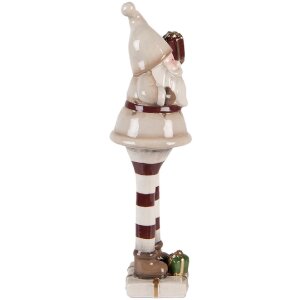 Clayre & Eef Dekorace Santa Claus béžovo-červená 8x7x23 cm
