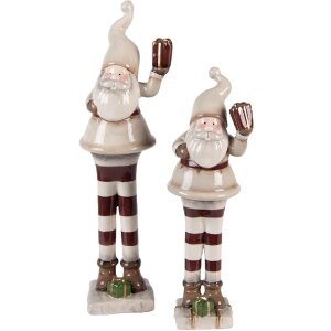 Clayre & Eef Dekorace Santa Claus béžovo-červená 8x7x23 cm