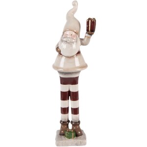 Clayre & Eef Dekorace Santa Claus 9x8x30 cm béžovo-červená