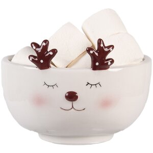 Clayre & Eef Hrnek s podšálkou béžovo-bílý 12x12x18 cm