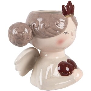 Clayre & Eef Květináč 17x14x17 cm béžovo-červený