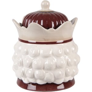 Clayre & Eef Úložný hrnec s víkem 16x19 cm béžovo-červený