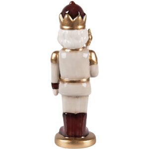 Clayre & Eef Dekorativní louskáček 9x7x26 cm béžovo-červený