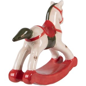 Clayre & Eef 6CE2263 Dekorativní houpací kůň béžovo-červený 12x4x11 cm