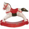 Clayre & Eef 6CE2263 Dekorativní houpací kůň béžovo-červený 12x4x11 cm