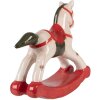 Clayre & Eef 6CE2263 Dekorativní houpací kůň béžovo-červený 12x4x11 cm