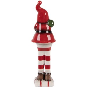 Clayre & Eef Dekorace Santa Claus 7x7x23 cm červená/bílá