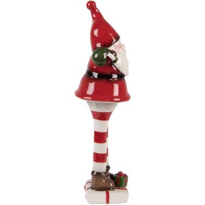 Clayre & Eef Dekorace Santa Claus 7x7x23 cm červená/bílá