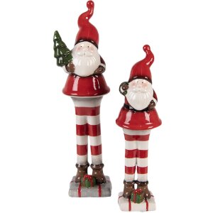 Clayre & Eef Dekorace Santa Claus 7x7x23 cm červená/bílá