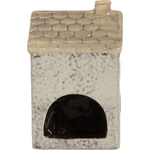 Clayre & Eef Svícen Dům 9x8x15 cm šedá/béžová
