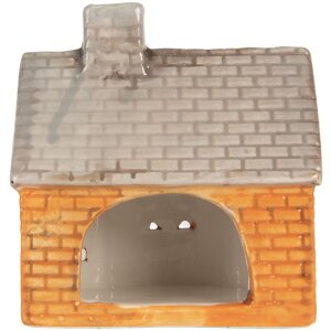Clayre & Eef Svícen Dům 13x8x14 cm oranžovo-béžový