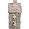 Clayre & Eef Svícen Dům 8x7x14 cm - Zelený a Růžový