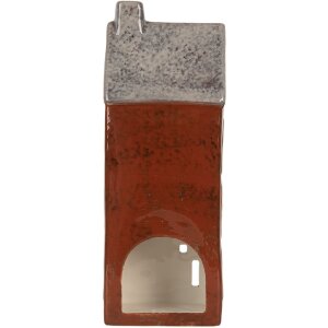 Clayre & Eef Svícen Dům 10x7x26 cm hnědý/šedý